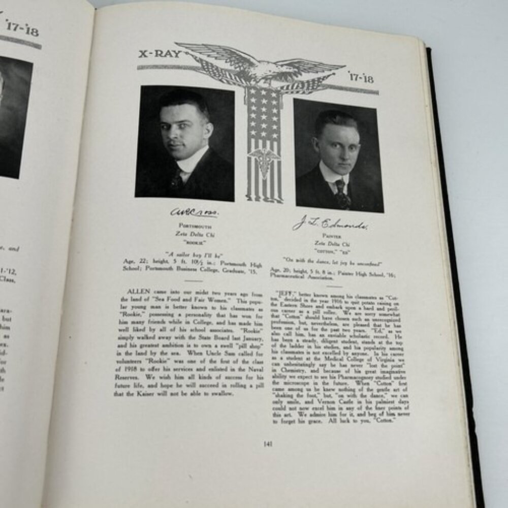 1918 The X-Ray Medical College Of Virginia Annual Students Graduating Class Ads - Picture 10 of 16